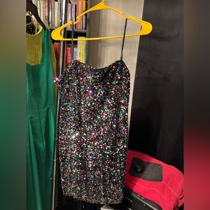 A. Peach size LARGE multi colored dress from ultra fine sequin dress